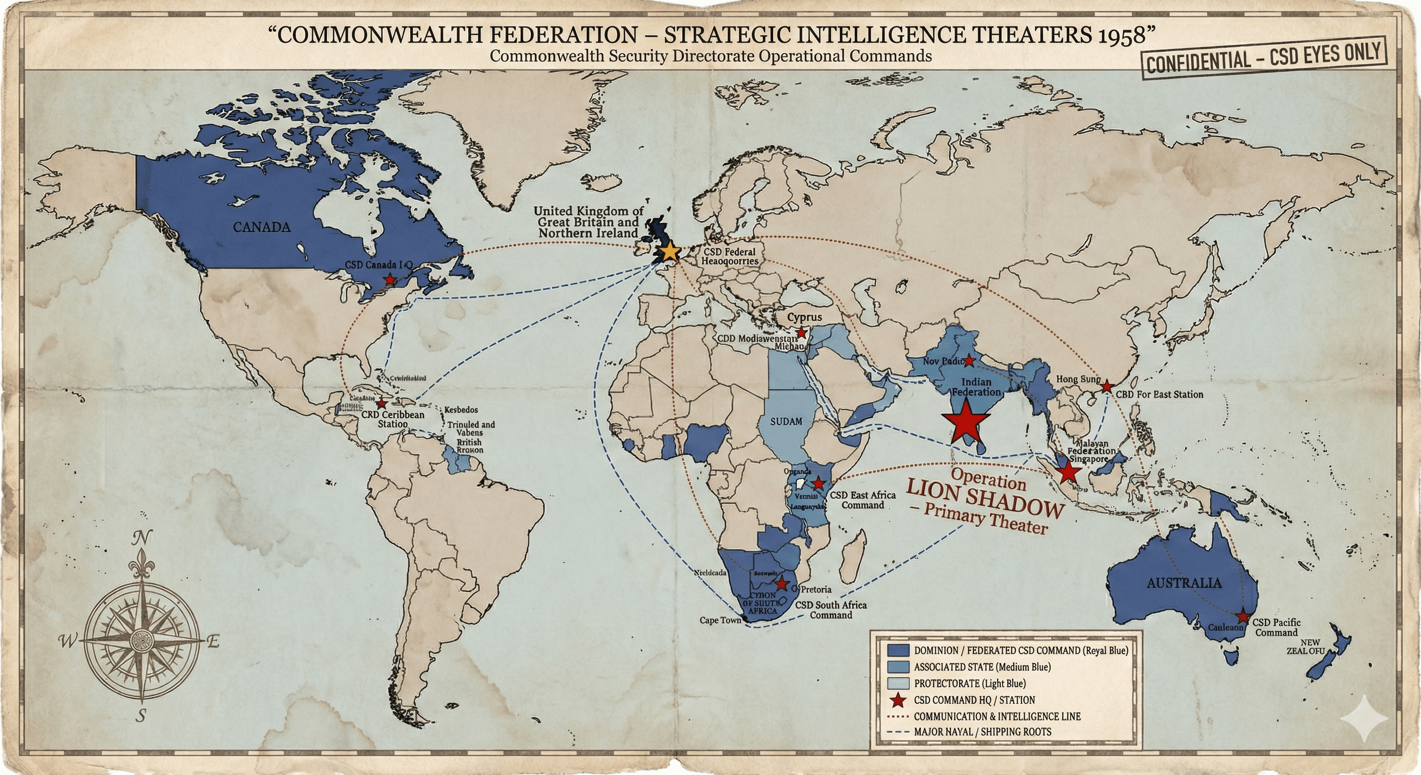 Commonwealth Federation — strategic theatres, 1958